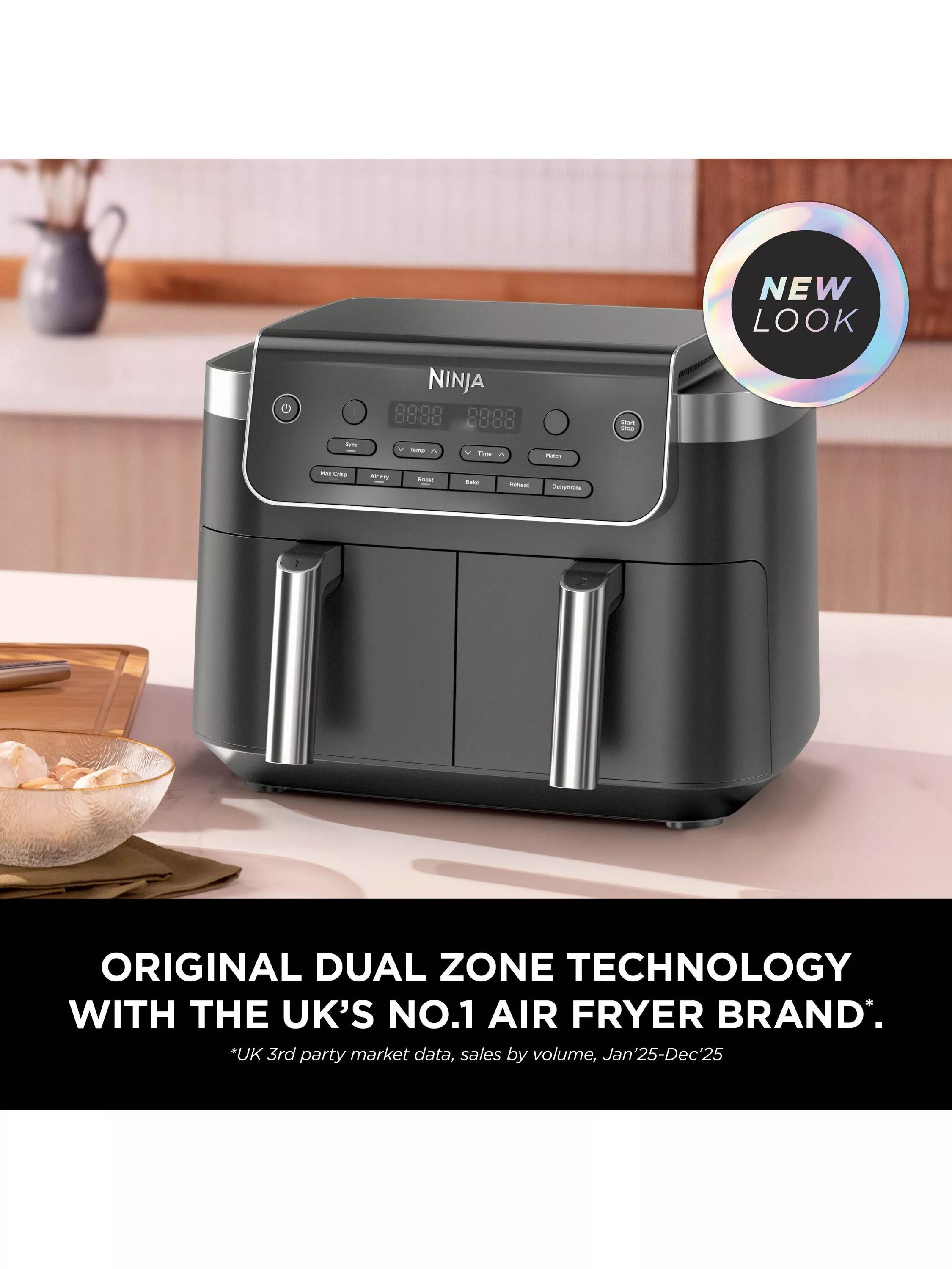 Ninja DualZone air fryer 7.6L grey, imported from the UK