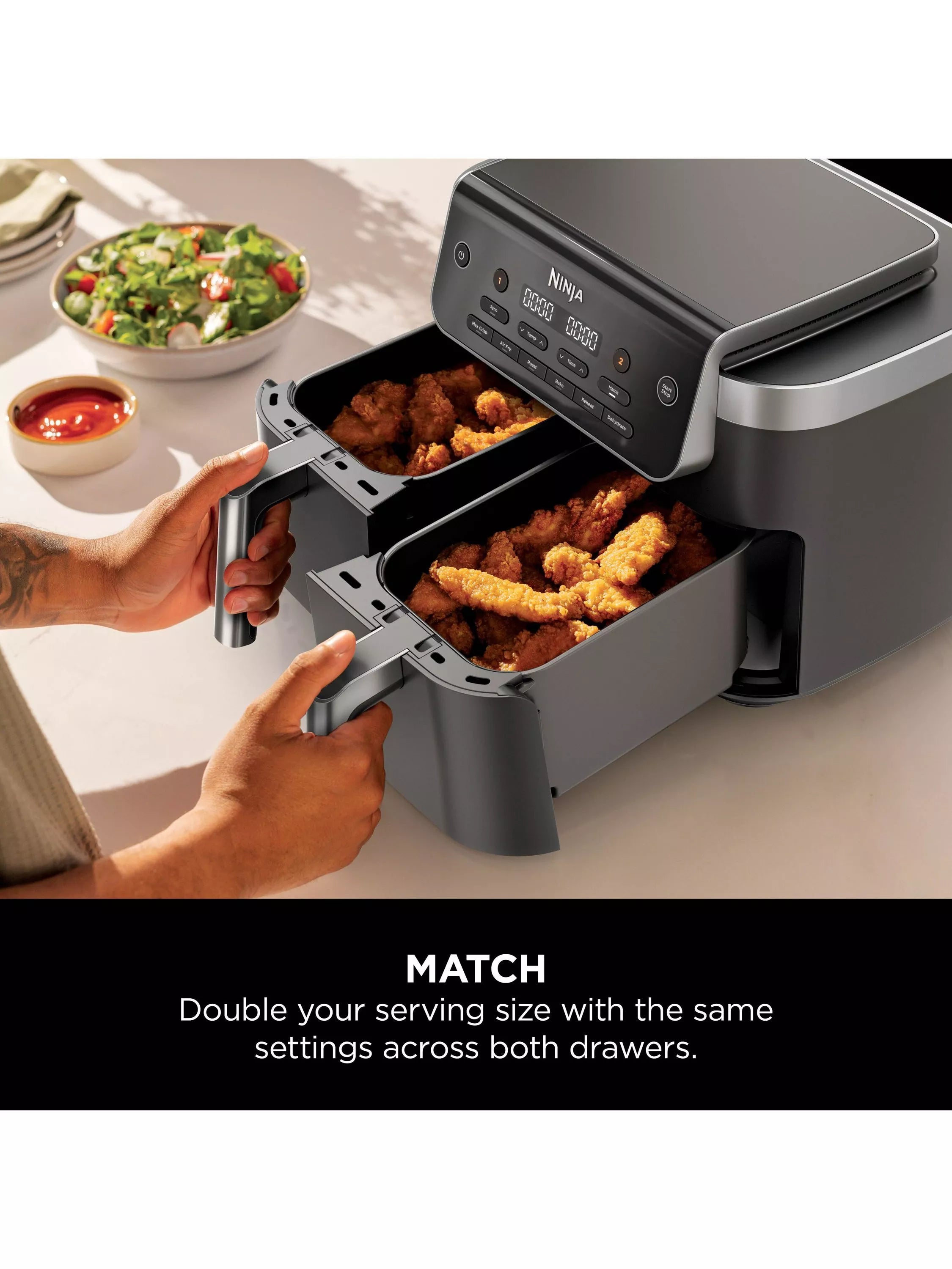 Ninja DualZone air fryer 7.6L grey, imported from the UK