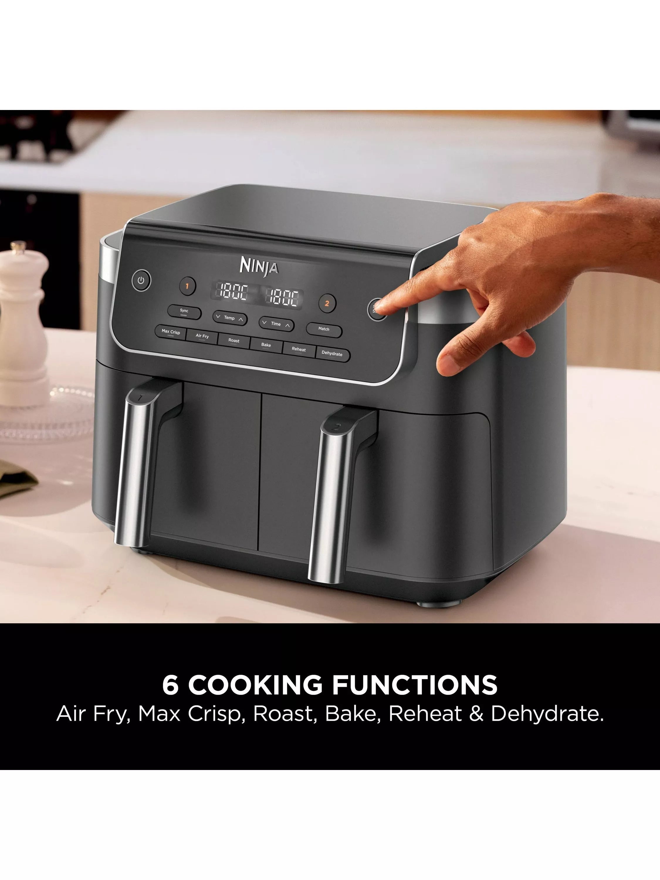 Ninja DualZone air fryer 7.6L grey, imported from the UK