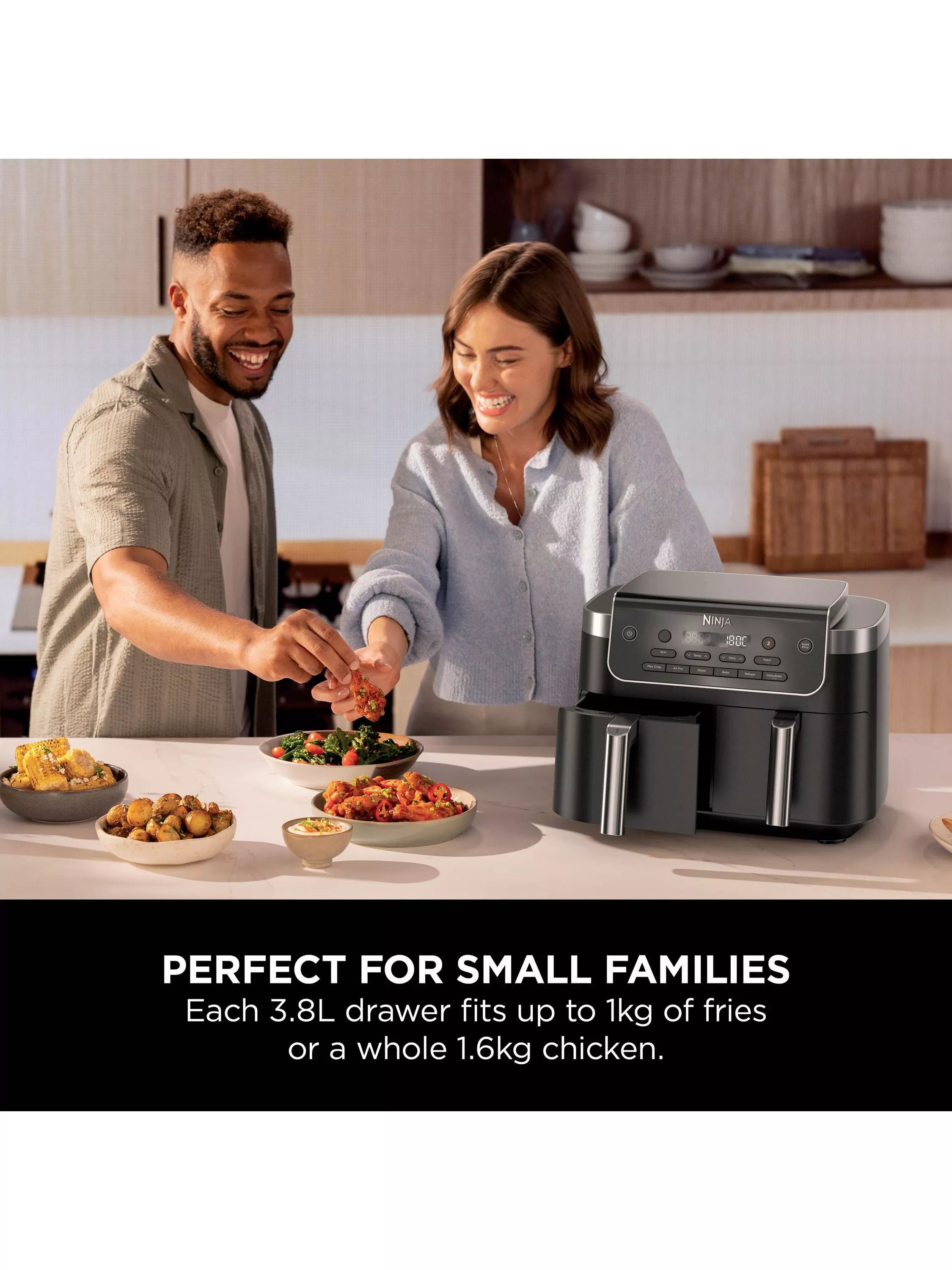 Ninja DualZone air fryer 7.6L grey, imported from the UK