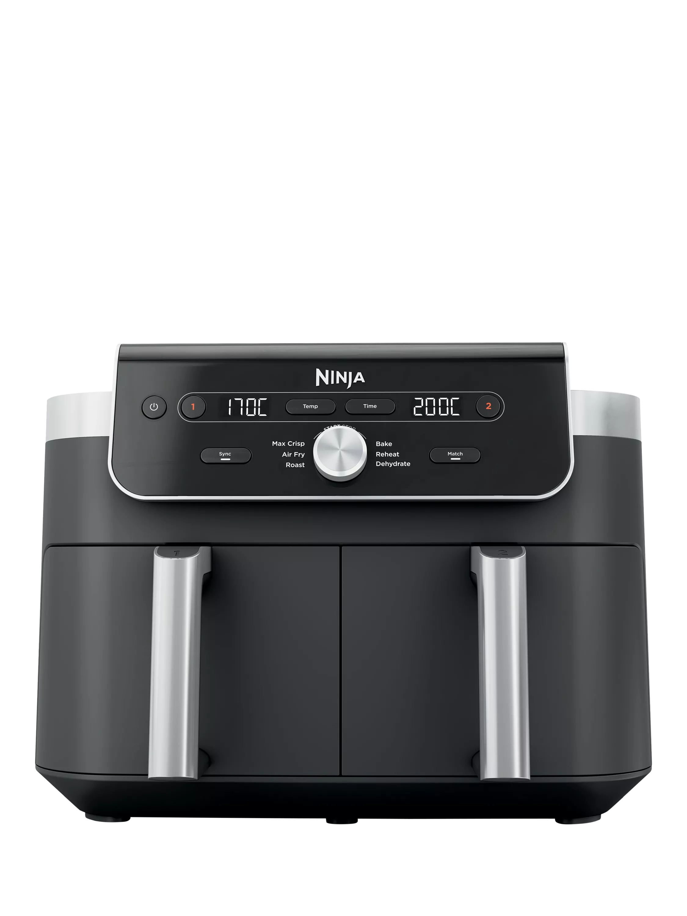 Ninja DualZone XL air fryer 9.5L in grey, UK version
