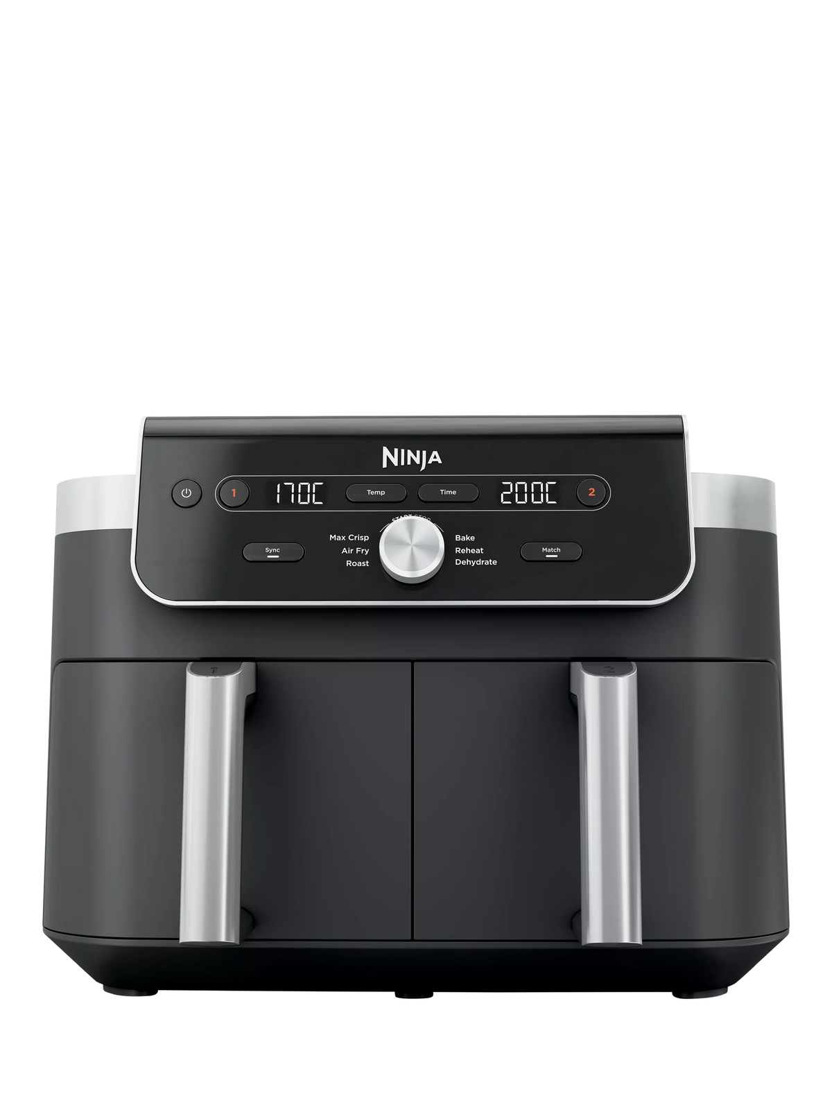 Ninja DualZone XL air fryer 9.5L in grey, UK version