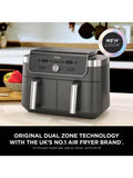 Ninja DualZone XL air fryer 9.5L in grey, UK version