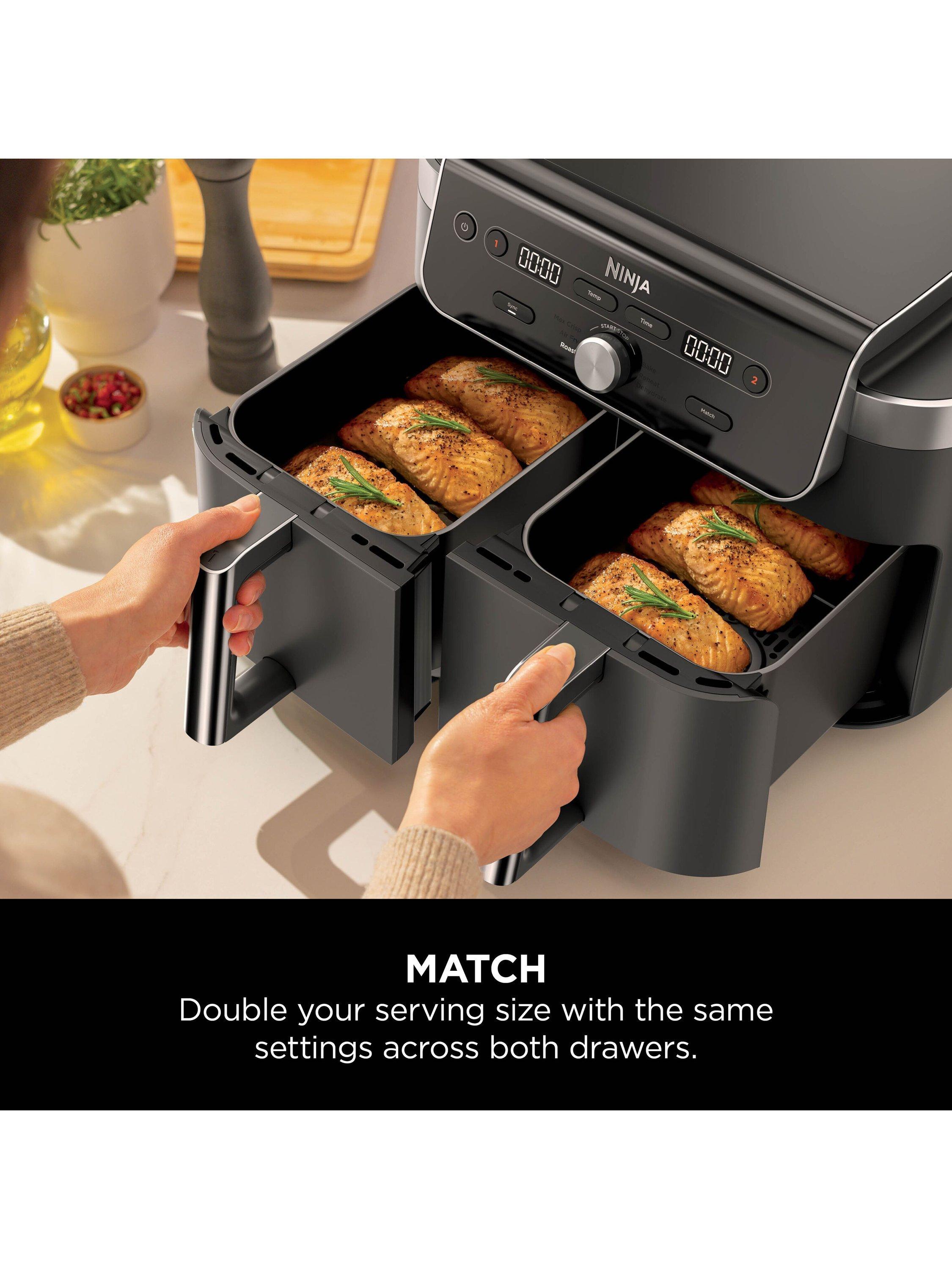 Ninja DualZone XL air fryer 9.5L in grey, UK version