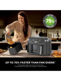 Ninja DualZone XL air fryer 9.5L in grey, UK version