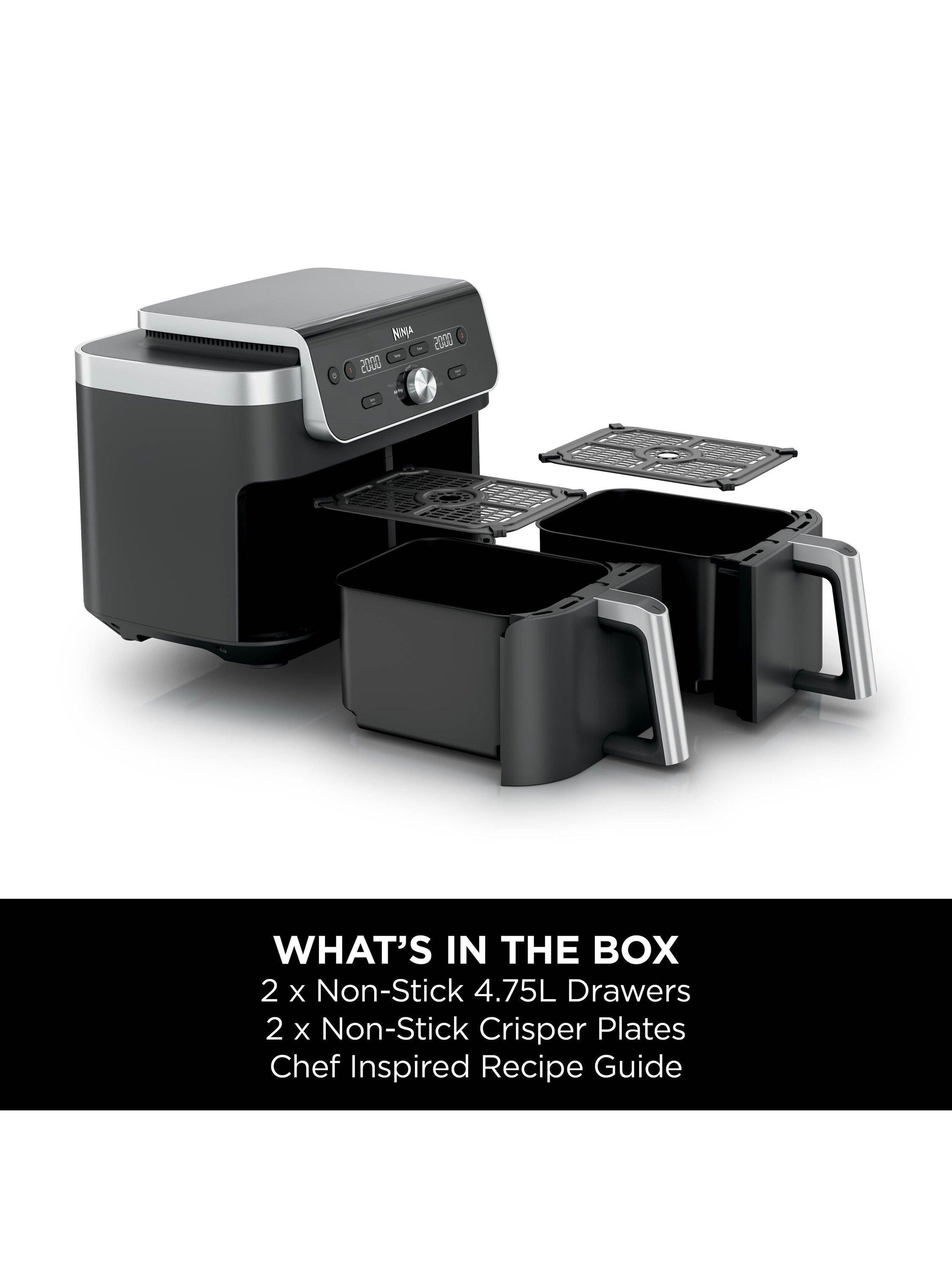 Ninja DualZone XL air fryer 9.5L in grey, UK version