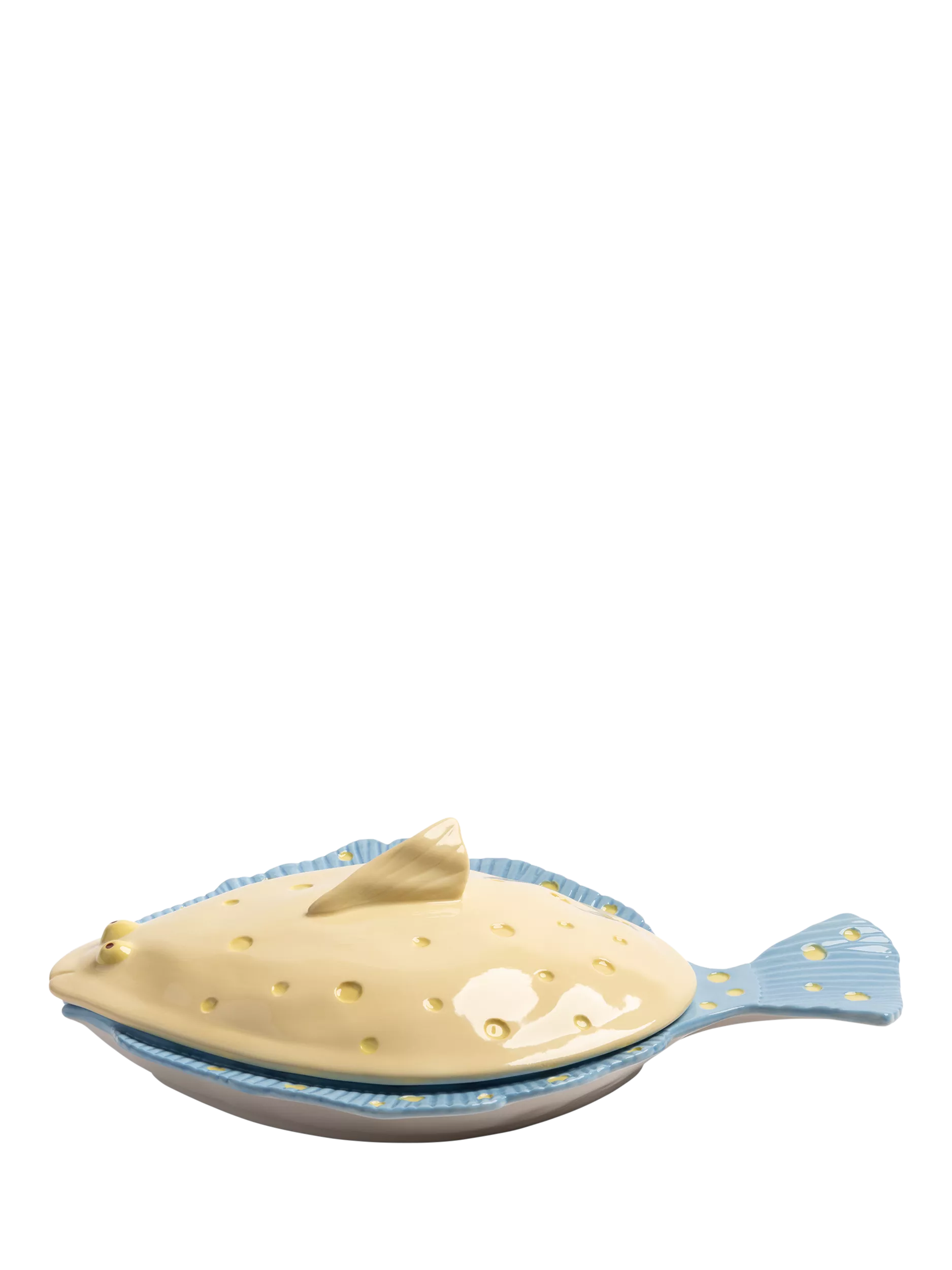 &k Amsterdam plaice-shaped lidded platter yellow, imported from the UK