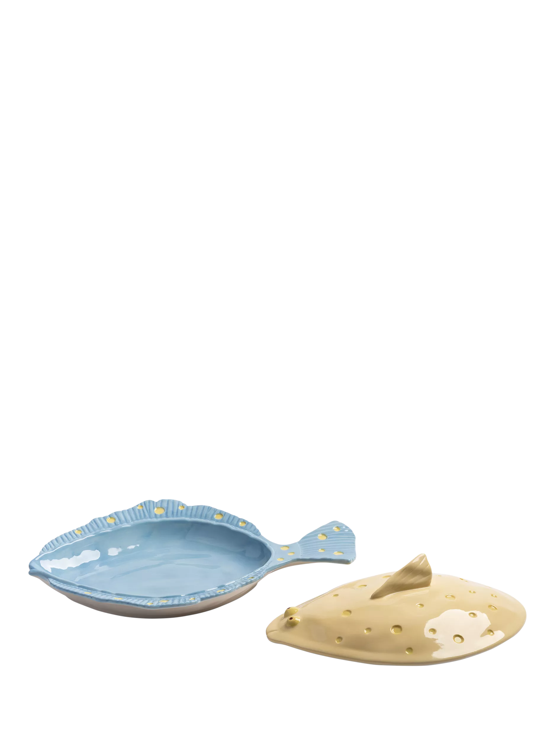&k Amsterdam plaice-shaped lidded platter yellow, imported from the UK