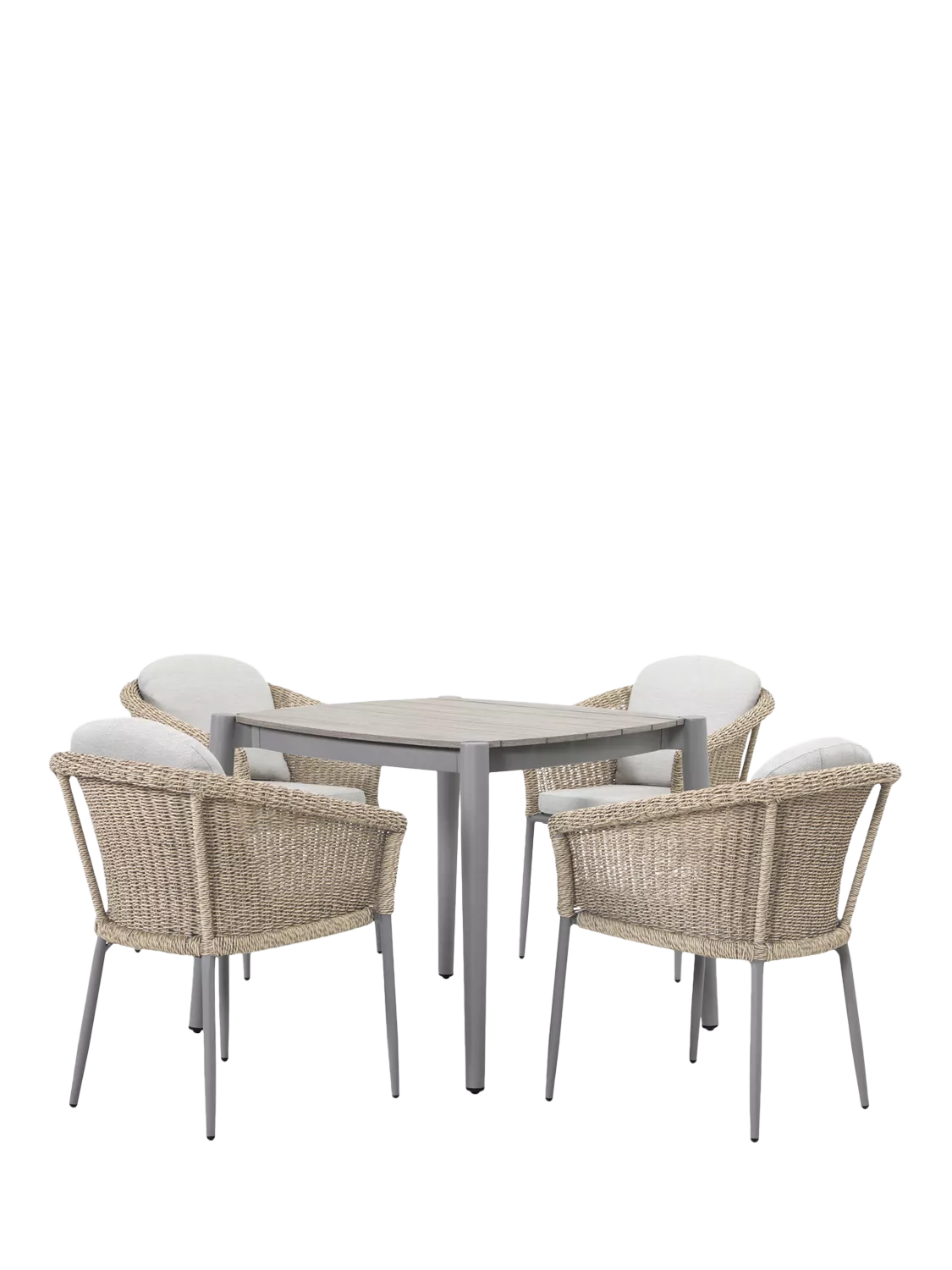 KETTLER Isla 4-Seater Square Garden Dining Table & Chairs Set, Mushroom