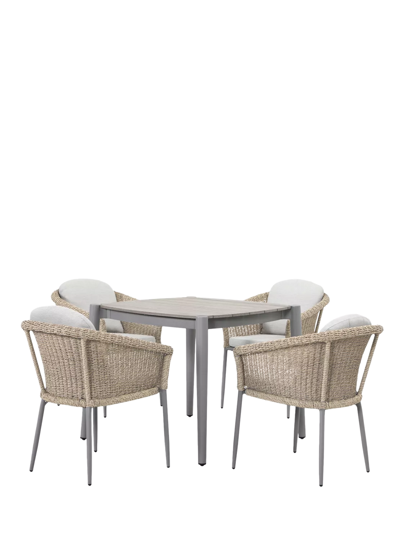 KETTLER Isla 4-Seater Square Garden Dining Table & Chairs Set, Mushroom