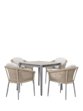 KETTLER Isla 4-Seater Square Garden Dining Table & Chairs Set, Mushroom