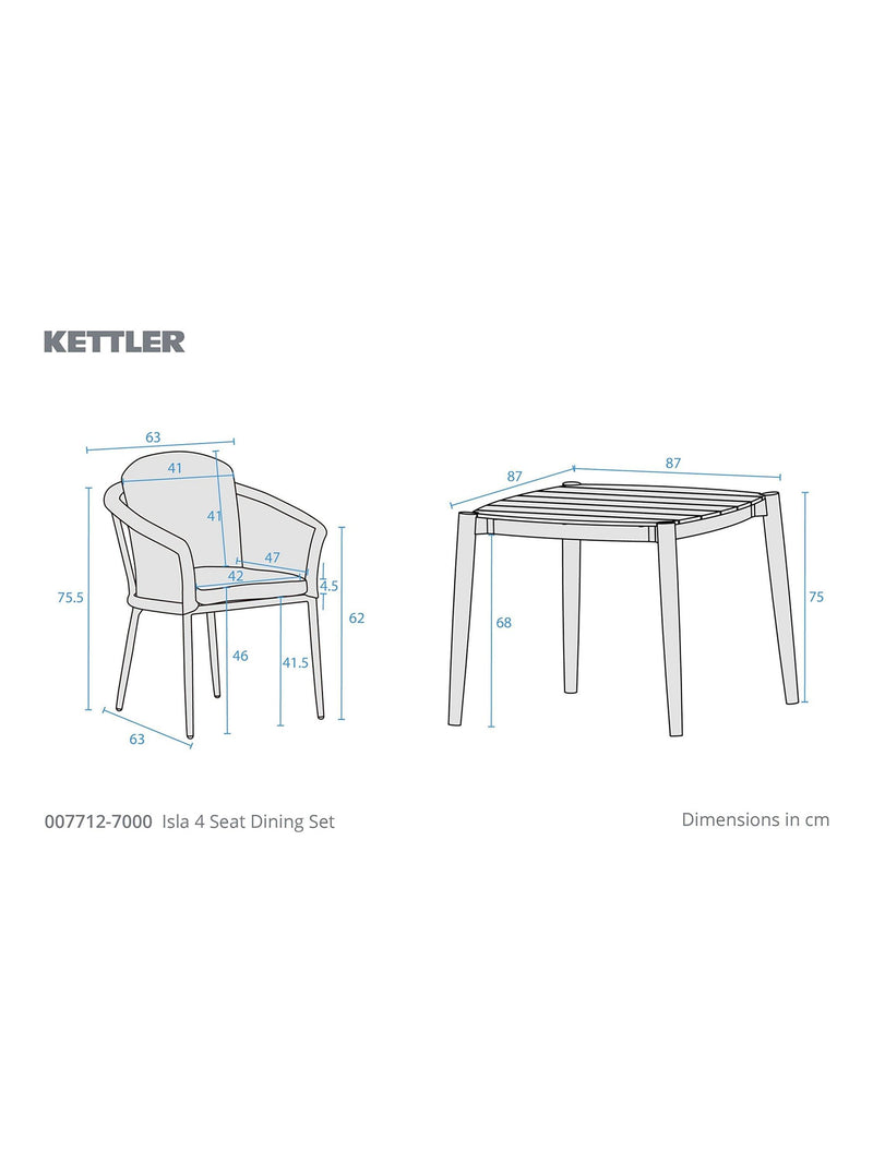 KETTLER Isla 4-seater garden dining set mushroom, UK version