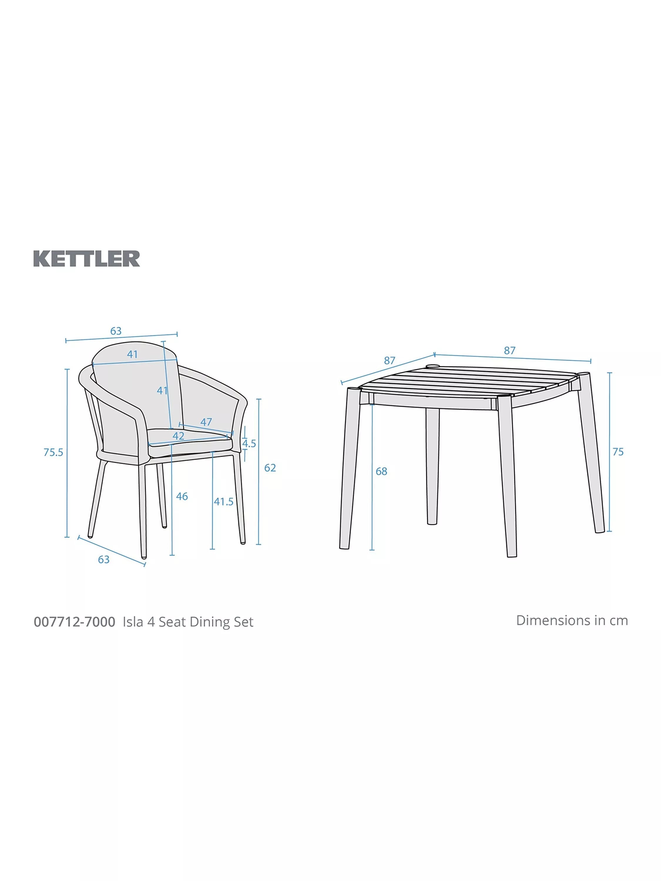 KETTLER Isla 4-seater garden dining set mushroom, UK version