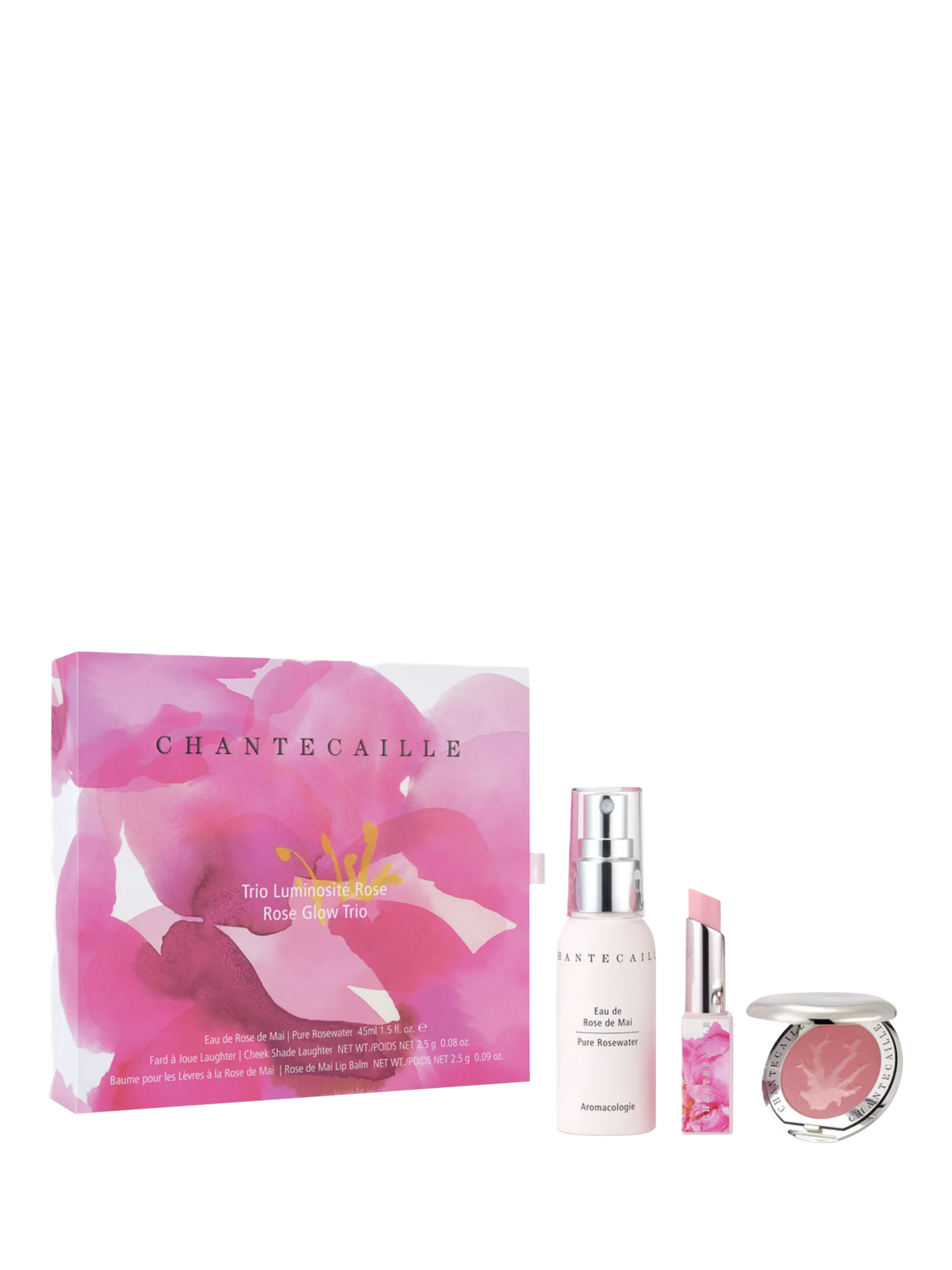 Chantecaille Rose Glow Trio skincare gift set - British product