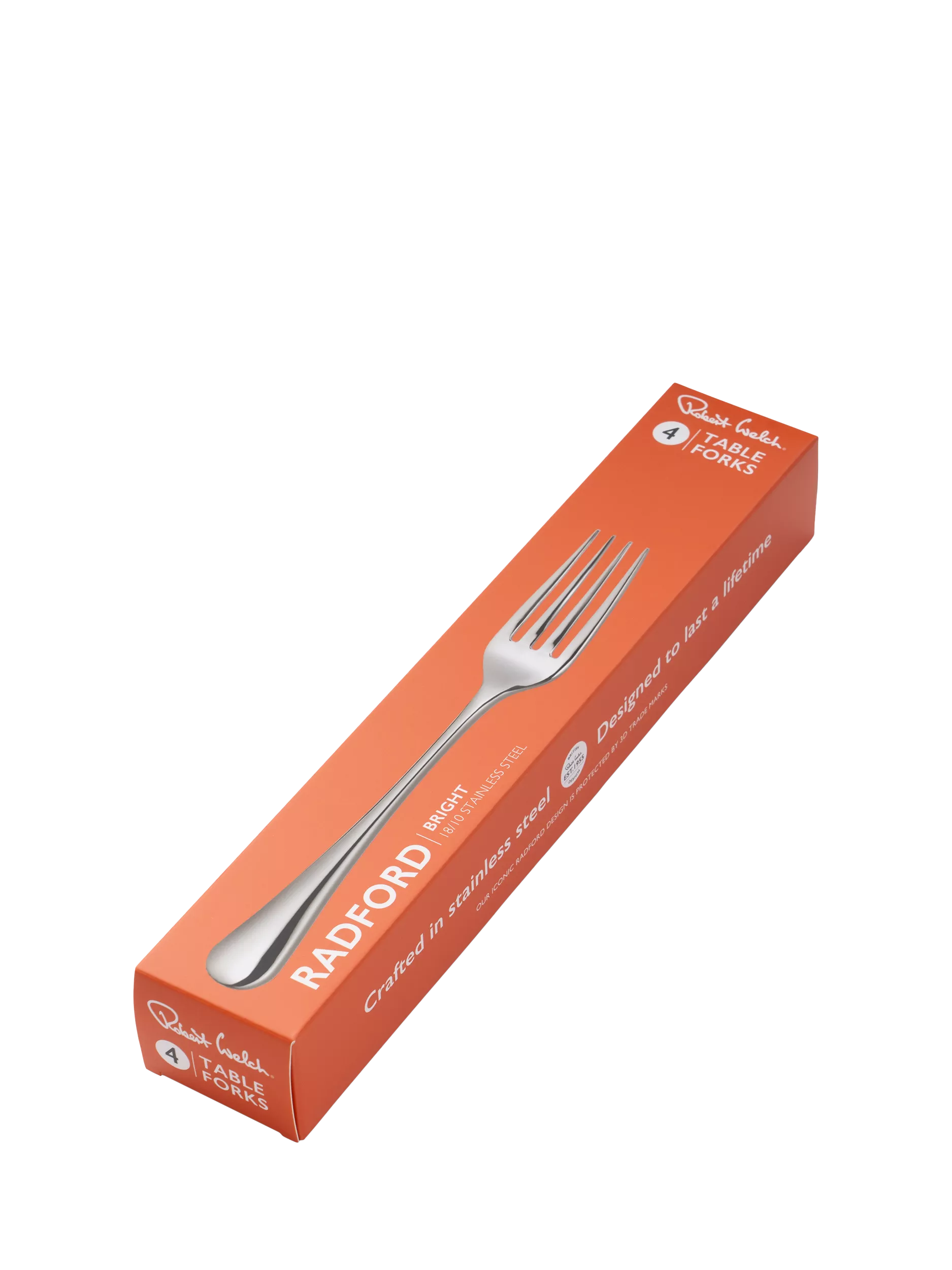 Robert Welch Radford Bright stainless steel table forks set of 4, imported from the UK