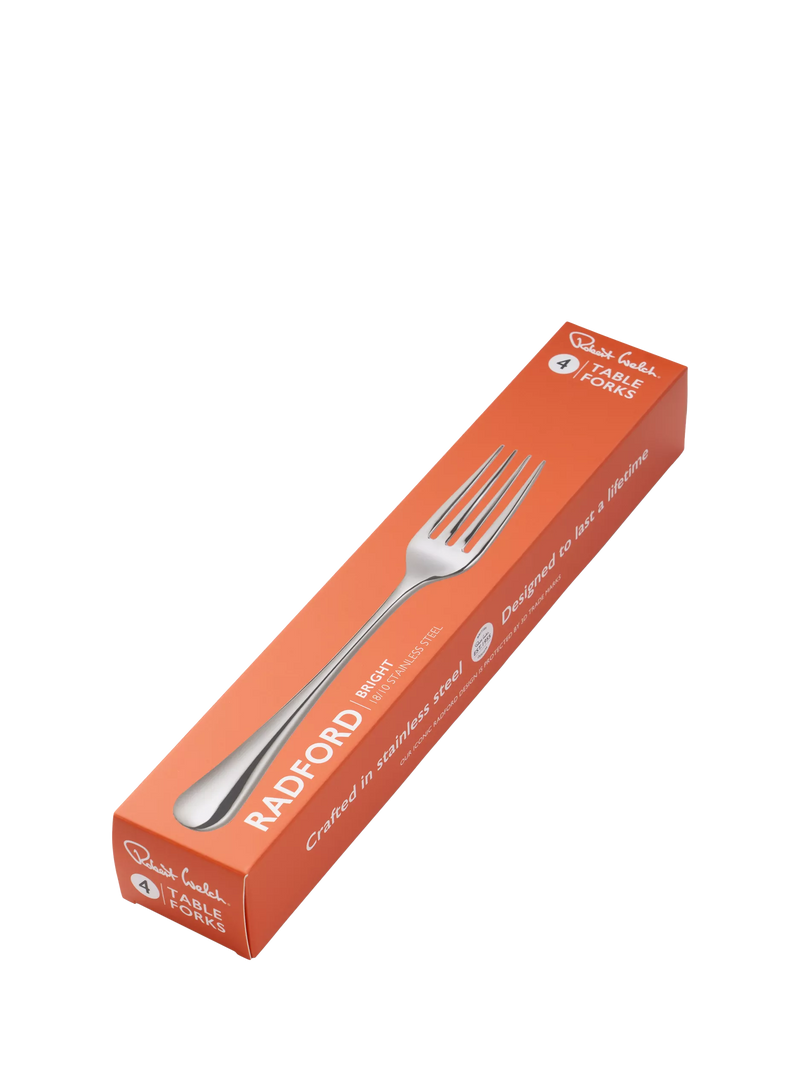 Robert Welch Radford Bright stainless steel table forks set of 4, imported from the UK