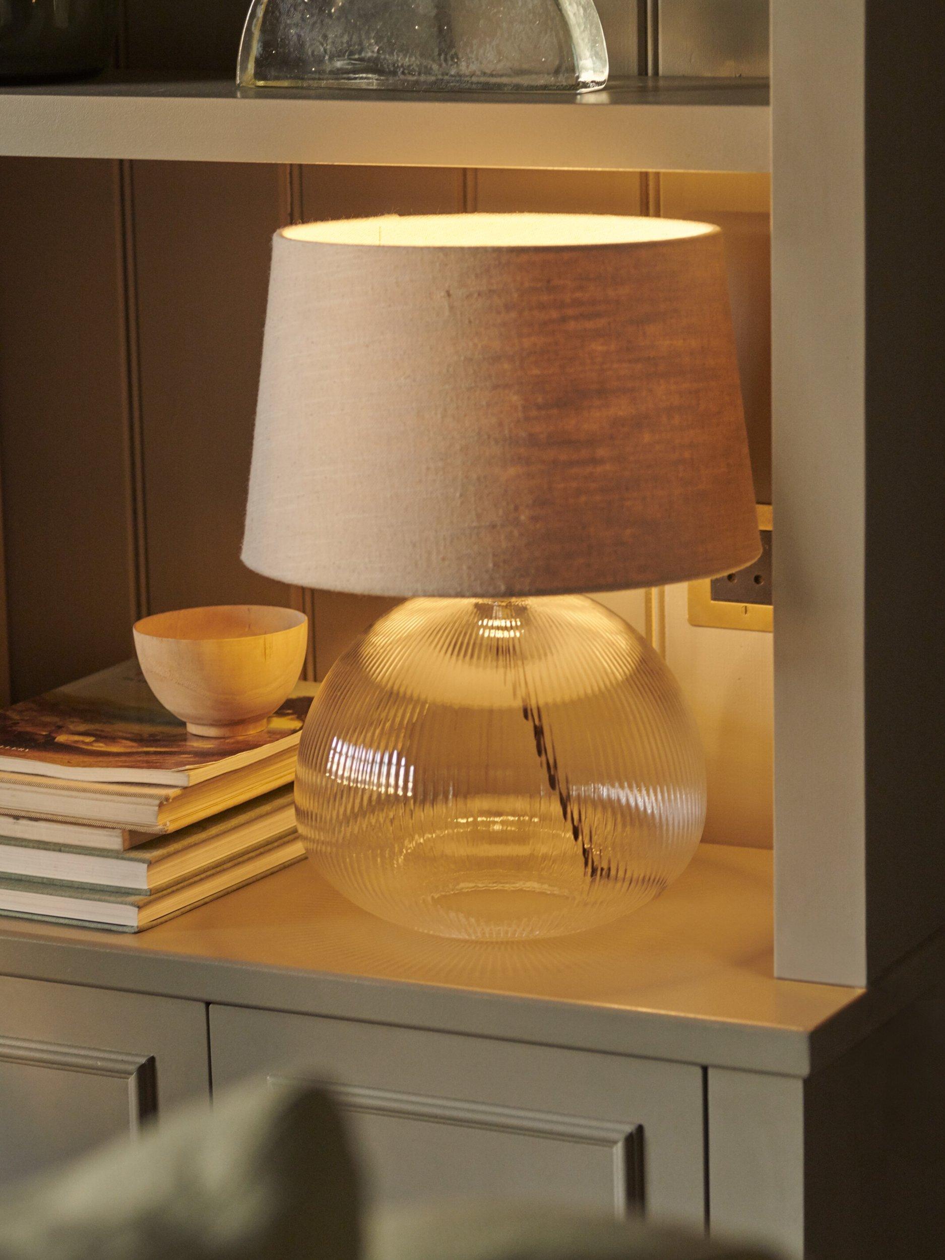 Neptune Malton bronze fluted glass table lamp (British brand)
