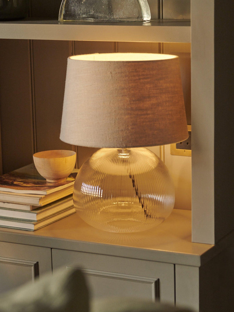 Neptune Malton bronze fluted glass table lamp (British brand)