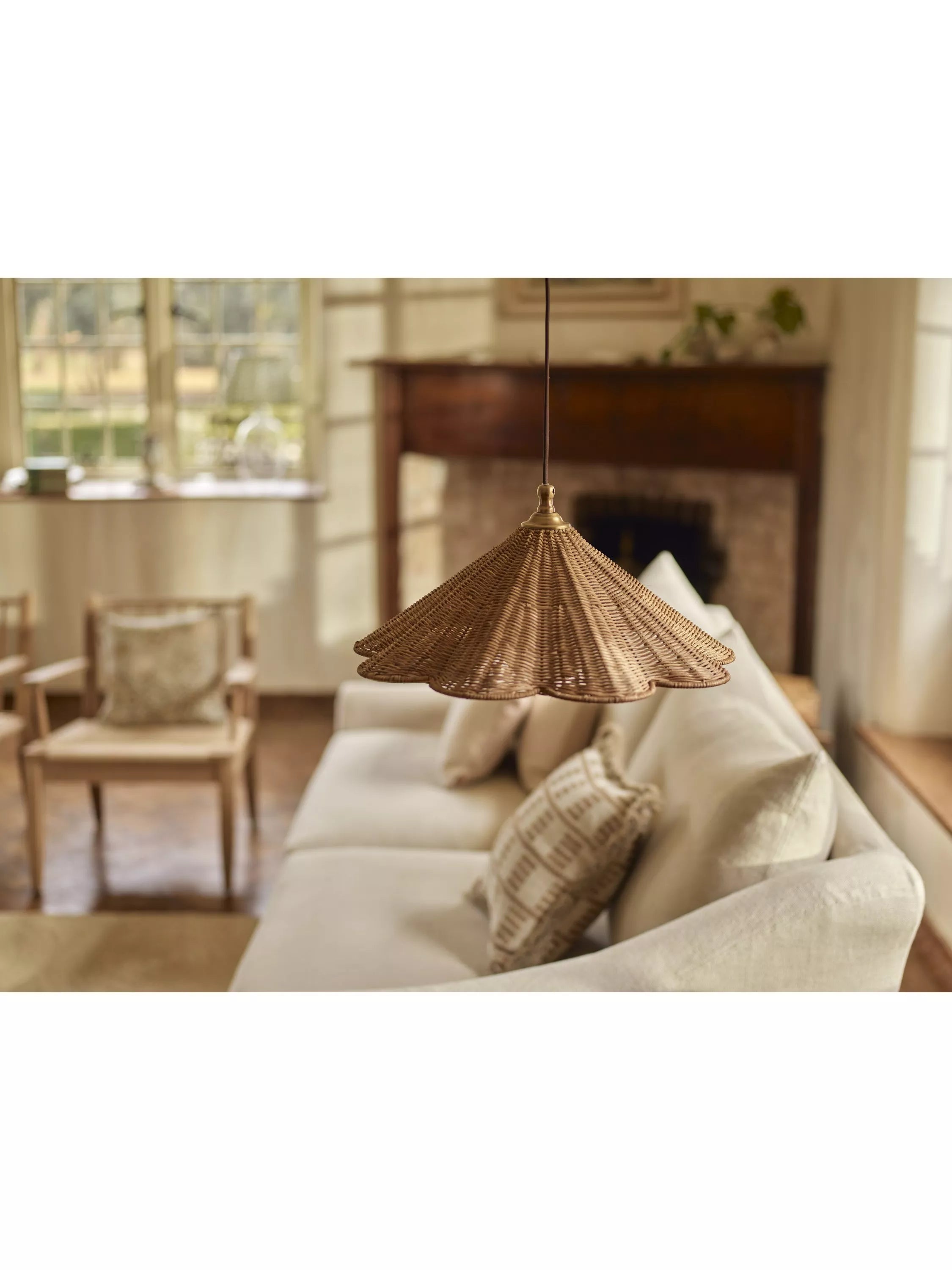 Neptune rattan pendant light natural 45cm, imported from the UK
