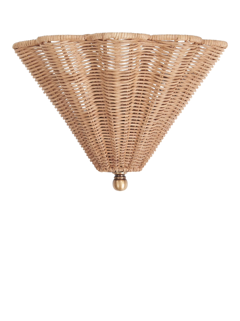 Neptune Athena Rattan Wall Light, Natural