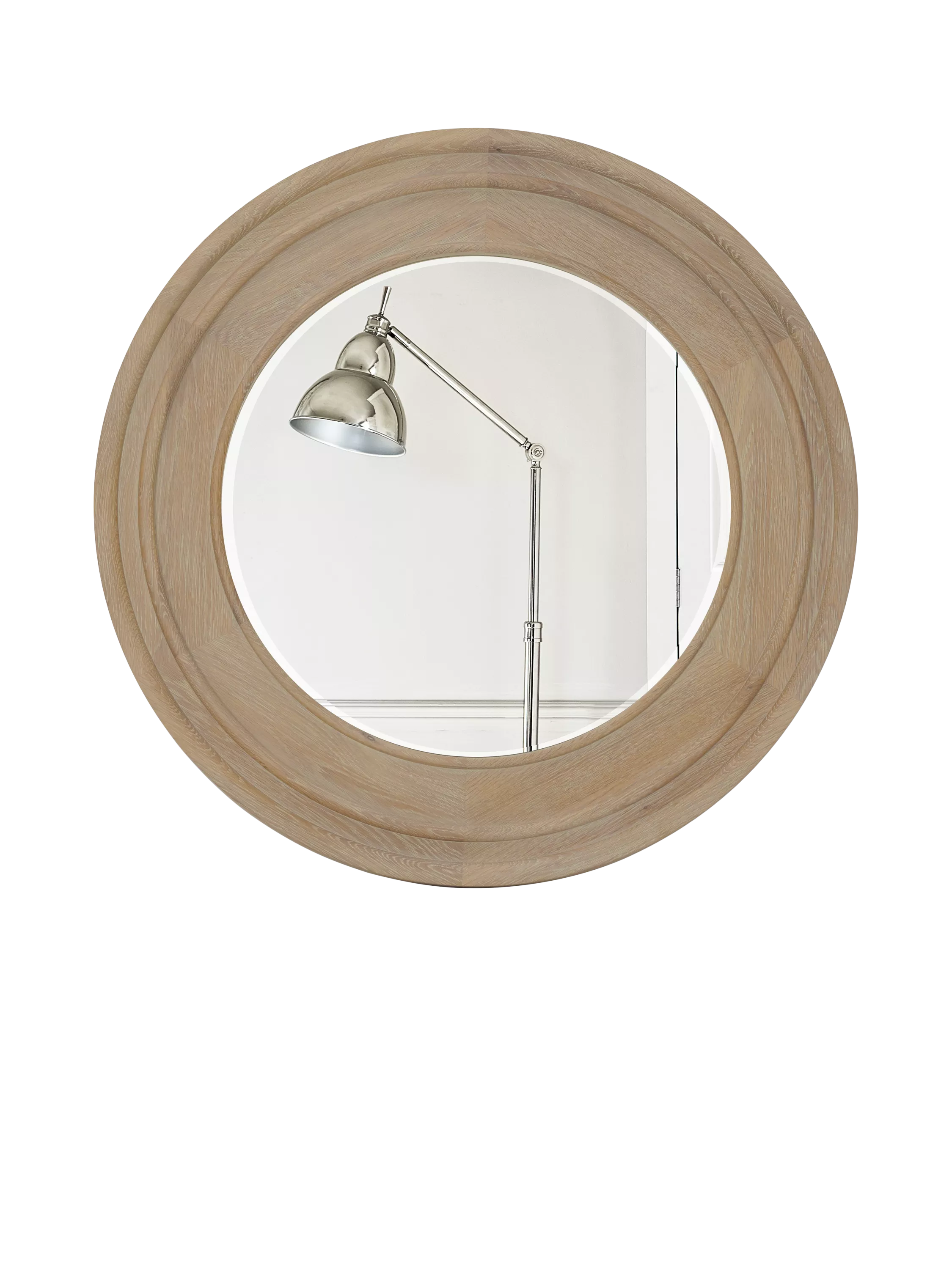 Neptune Edinburgh round wood wall mirror 96cm vintage oak (British brand)