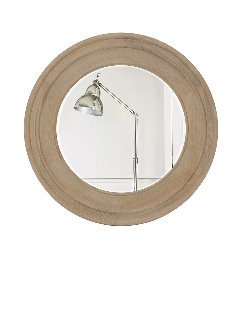 Neptune Edinburgh round wood wall mirror 96cm vintage oak (British brand)