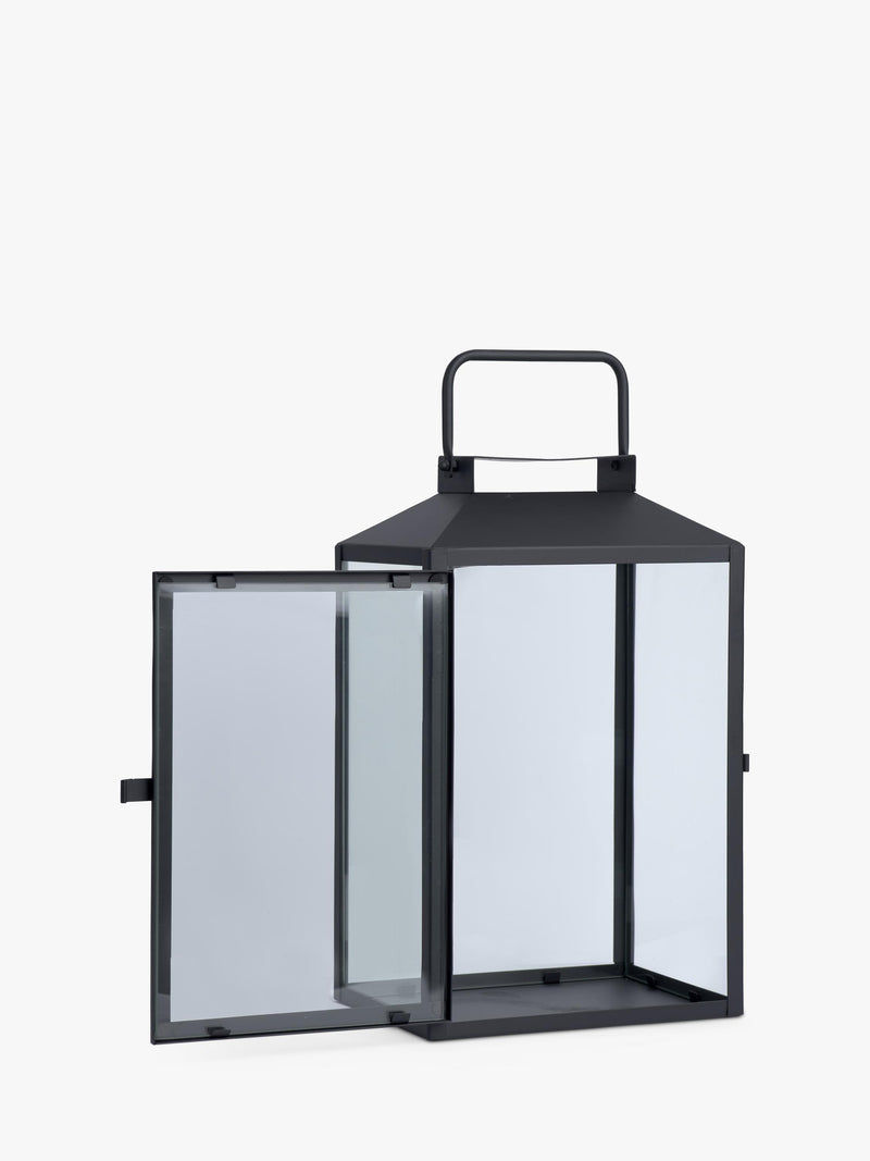Neptune black metal lantern candle holder, imported from the UK