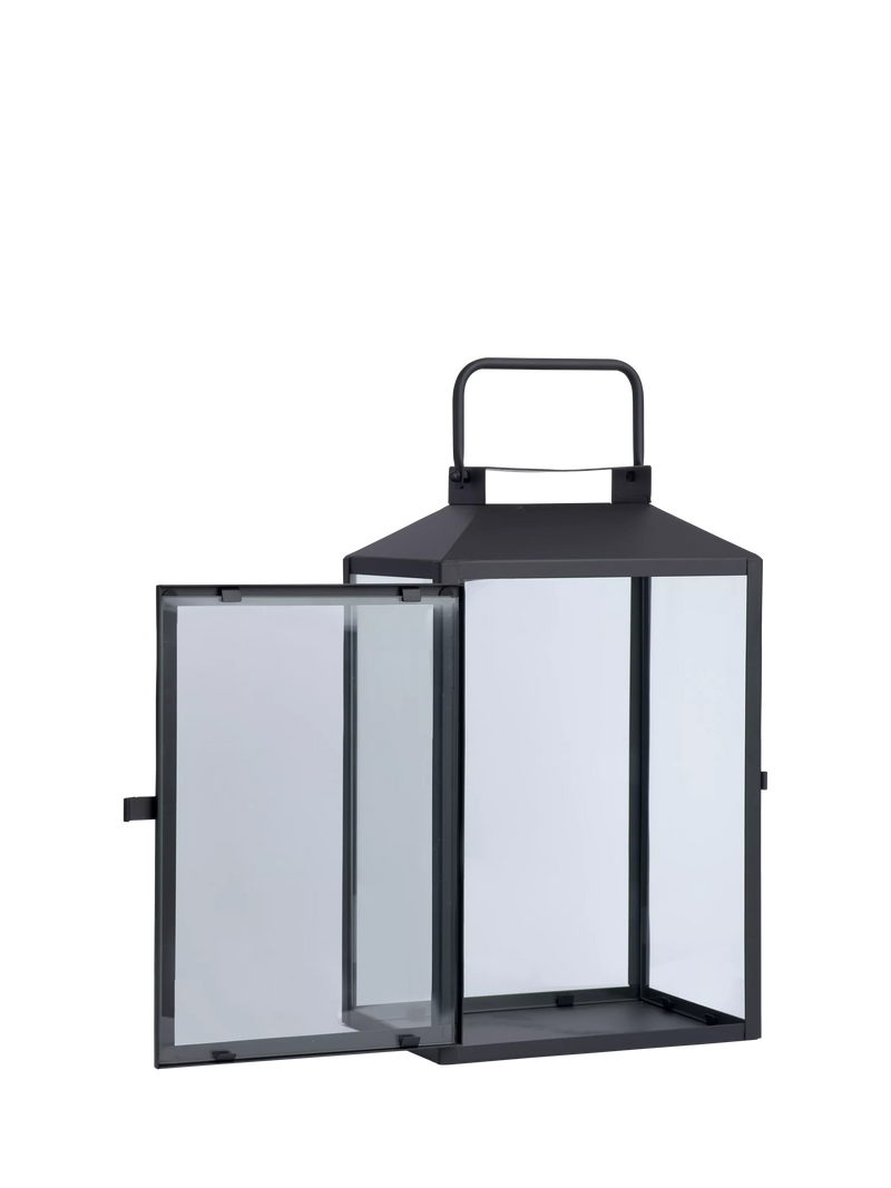 Neptune black metal lantern candle holder, imported from the UK