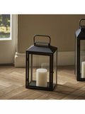Neptune black metal lantern candle holder, imported from the UK