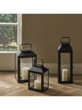 Neptune black metal lantern candle holder, imported from the UK