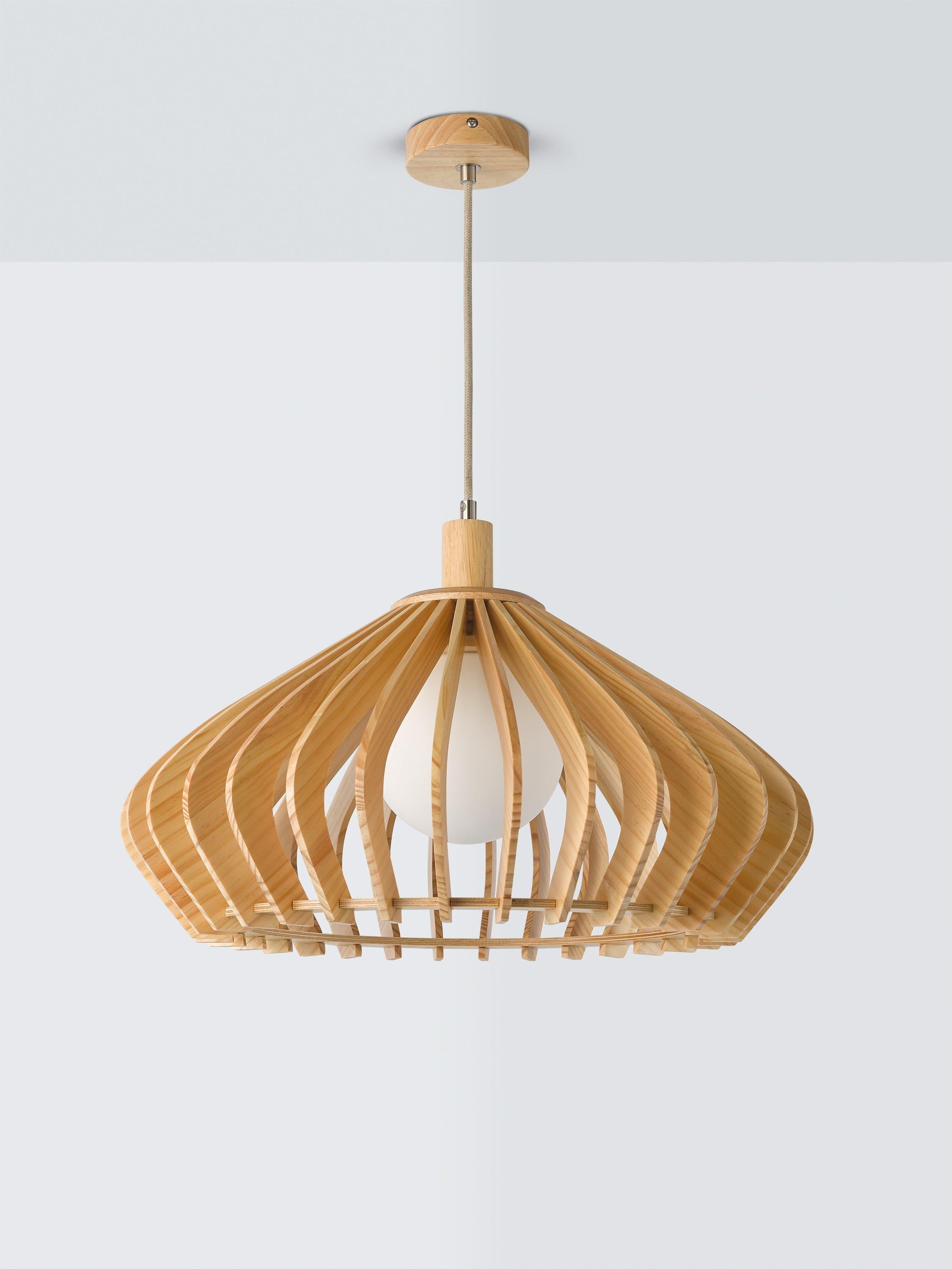 John Lewis Finn Large pendant light wooden slats, imported from the UK