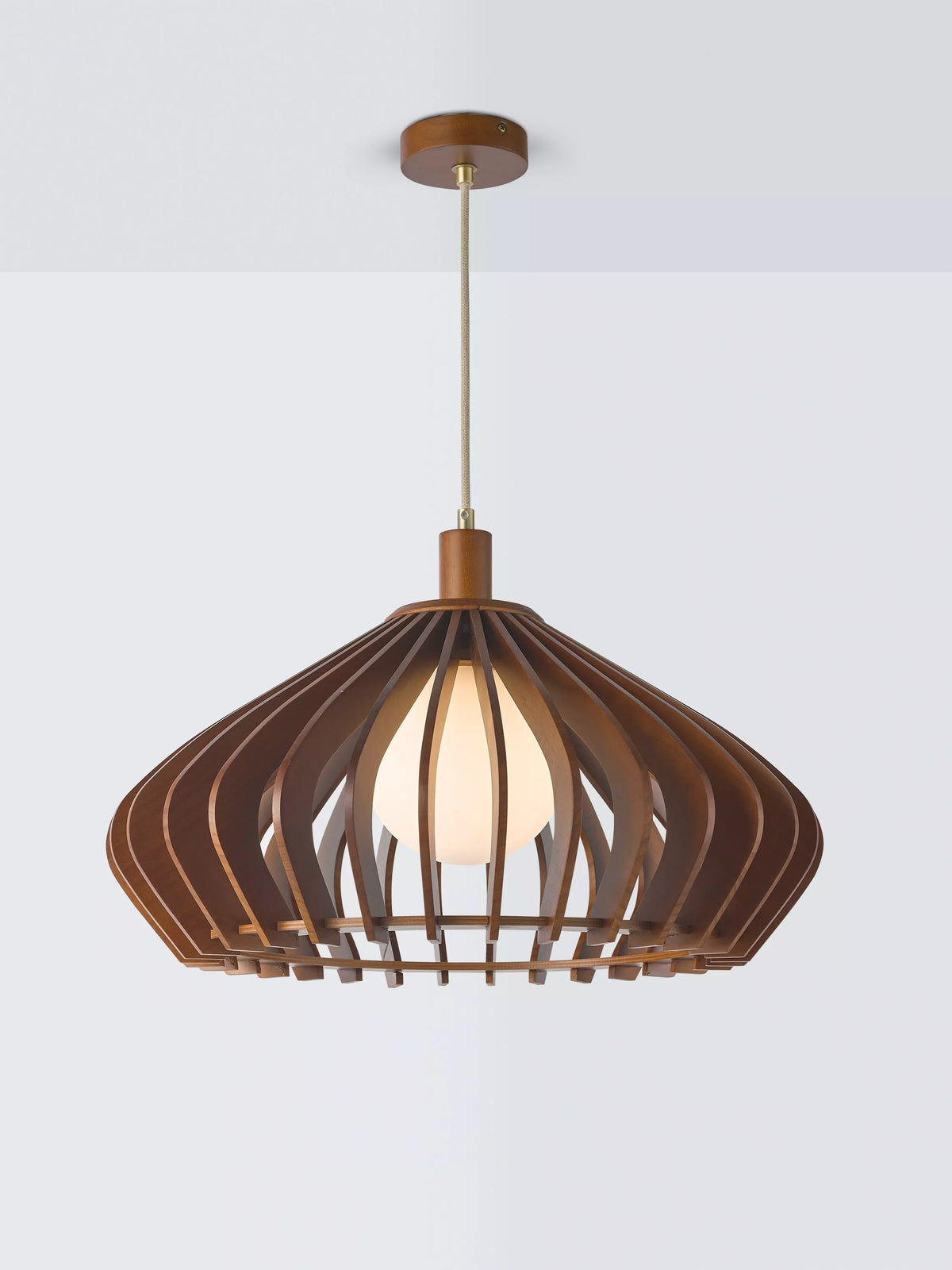 John Lewis Finn Large pendant light wooden slats, imported from the UK