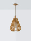 John Lewis Finn pendant light with wood slats, imported from the UK
