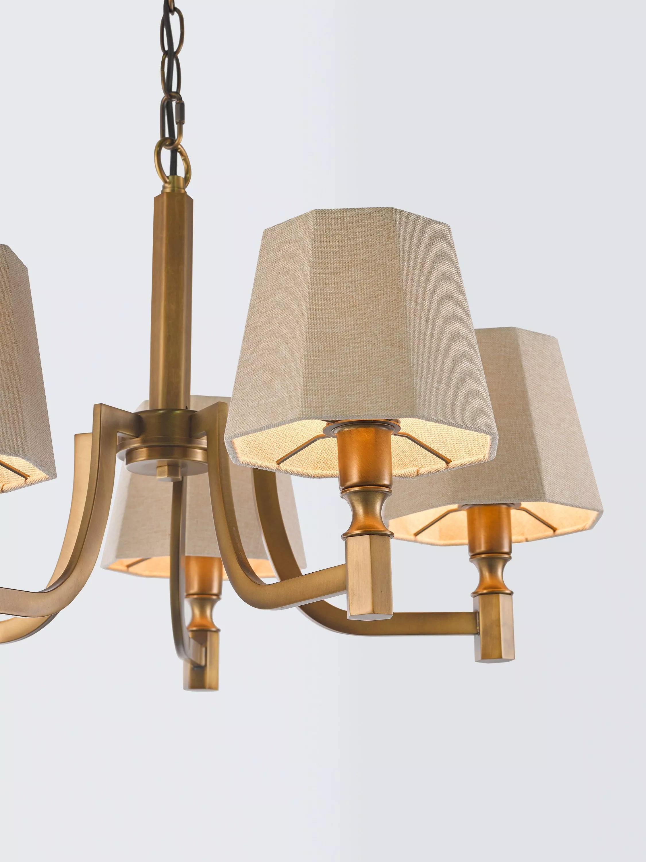 John Lewis Oatmeal 5-arm pendant light, antique brass, imported from the UK