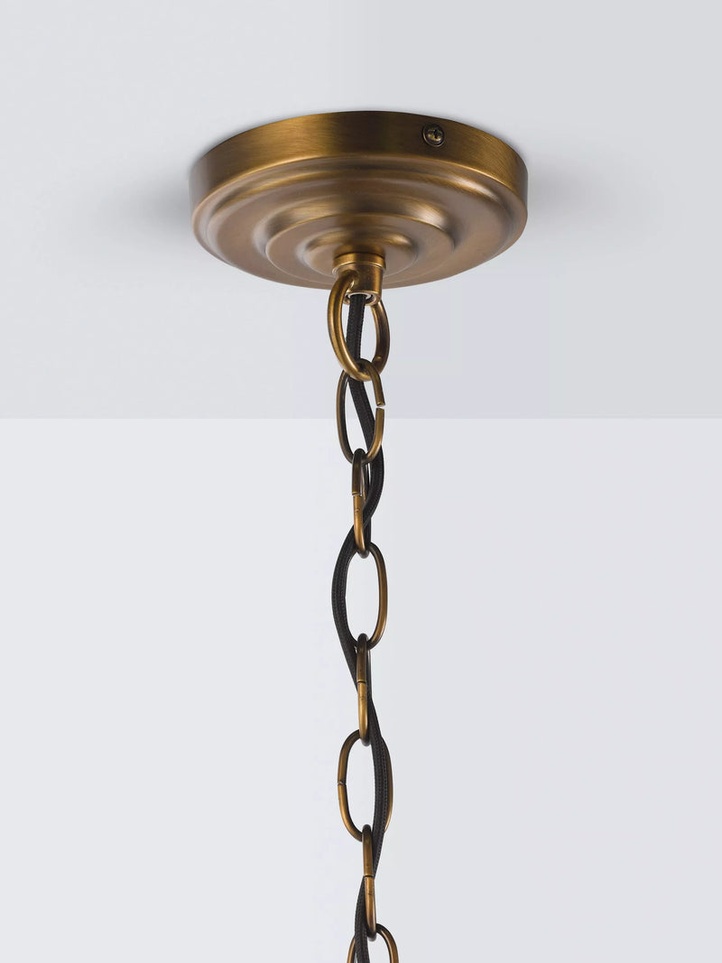 John Lewis Oatmeal 5-arm pendant light, antique brass, imported from the UK