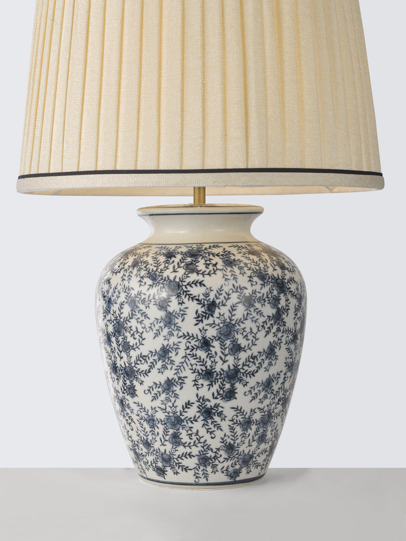 John Lewis Harroway ceramic floral table lamp navy 58cm - British product