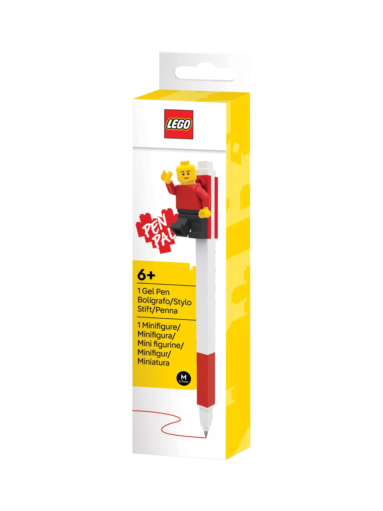 LEGO red gel pen with plates and minifigure (British brand)