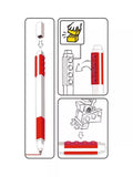 LEGO red gel pen with plates and minifigure (British brand)
