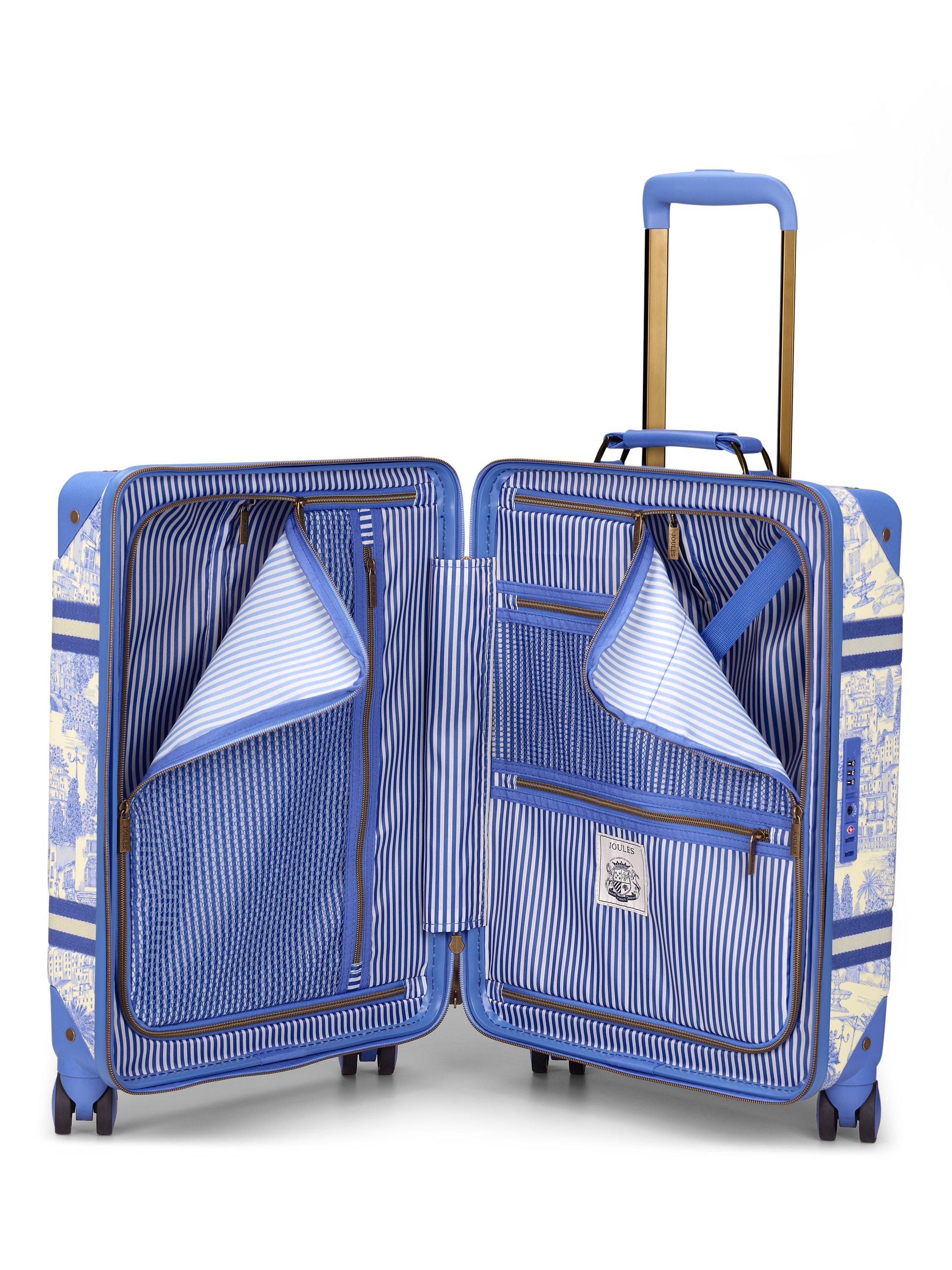 Joules Boathouse cabin suitcase 38L in blue multi - British product