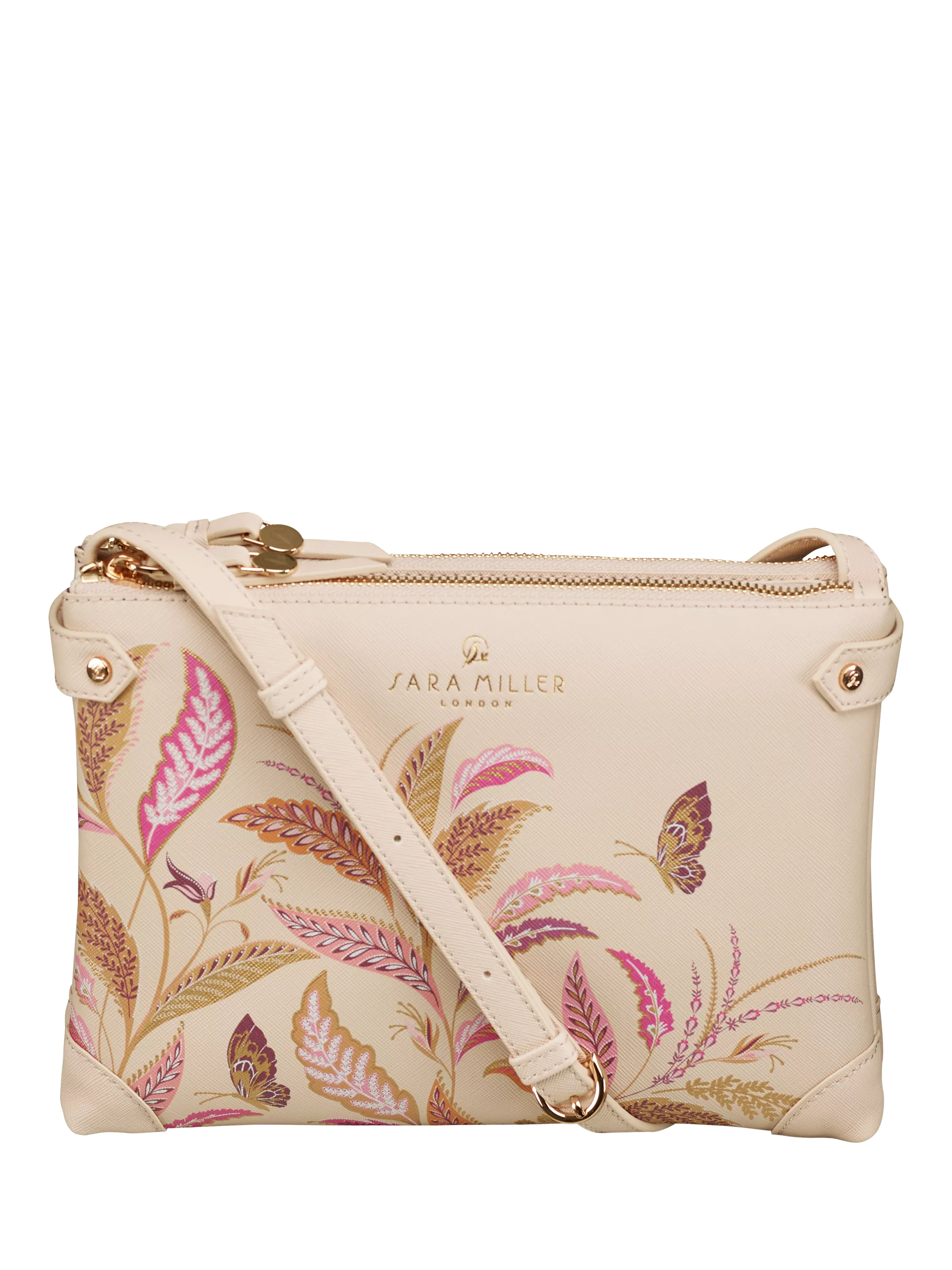 Sara Miller Fern Garden crossbody bag pink multi, imported from the UK