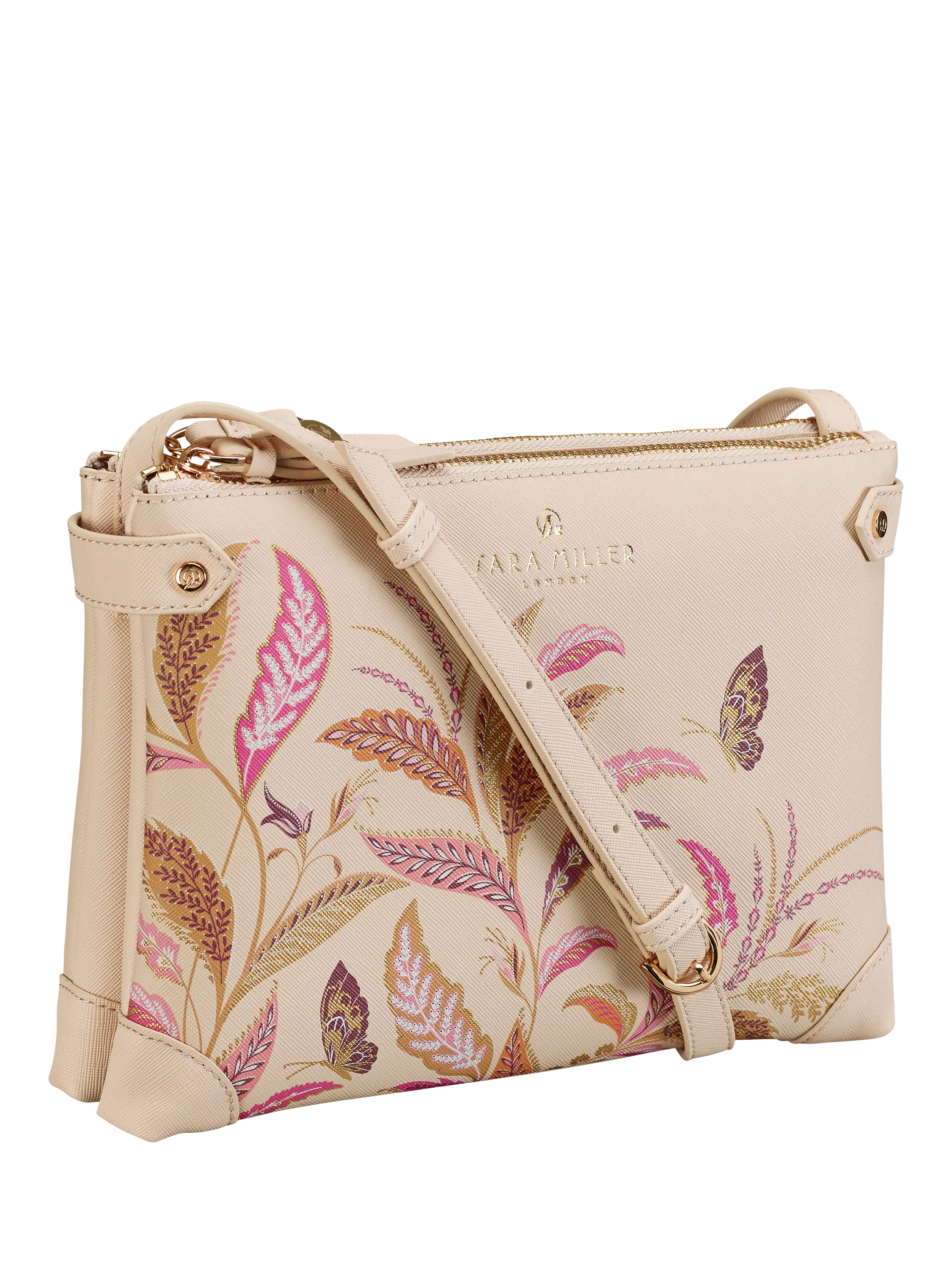 Sara Miller Fern Garden crossbody bag pink multi, imported from the UK