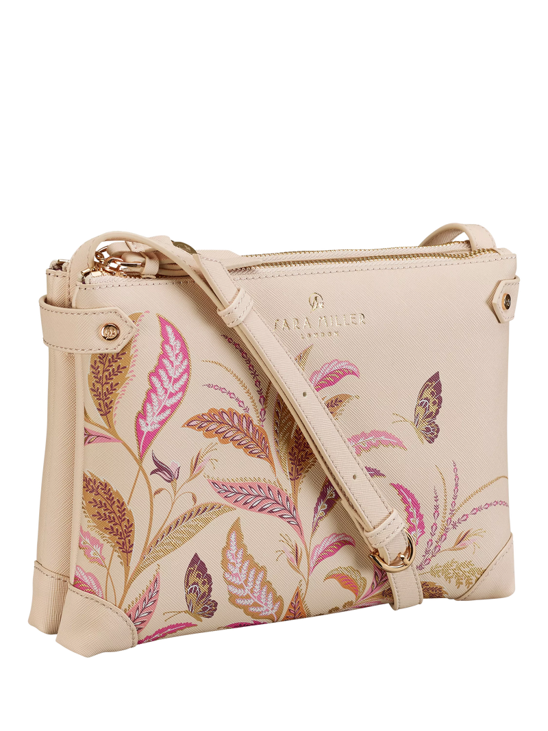 Sara Miller Fern Garden crossbody bag pink multi, imported from the UK