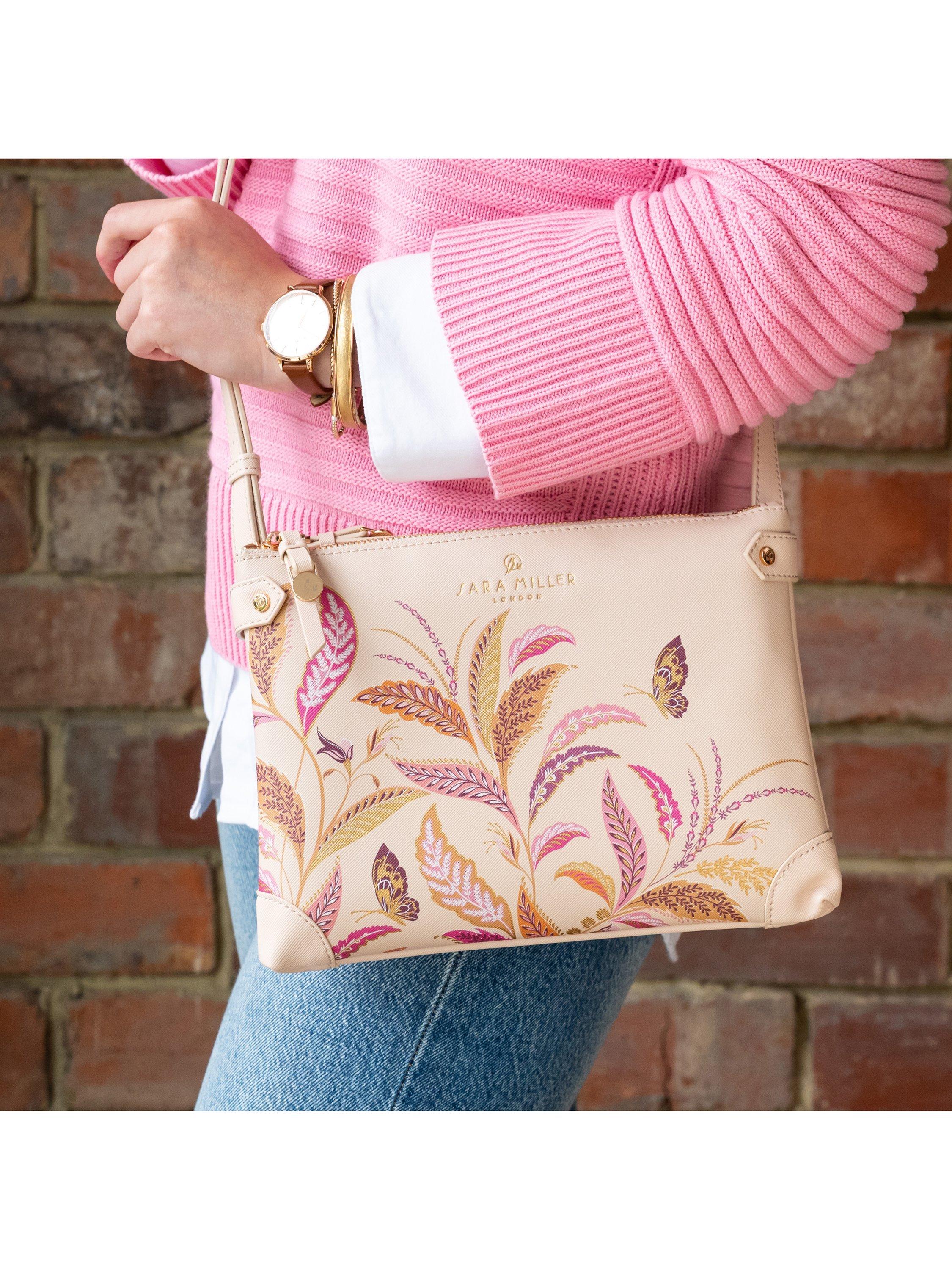 Sara Miller Fern Garden crossbody bag pink multi, imported from the UK