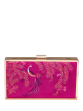 Sara Miller elegant bird velvet clutch bag with gold frame (British brand)