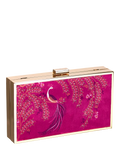 Sara Miller elegant bird velvet clutch bag with gold frame (British brand)