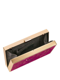 Sara Miller elegant bird velvet clutch bag with gold frame (British brand)