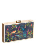 Sara Miller Enchanted Gate velvet clutch bag navy multi, imported from the UK