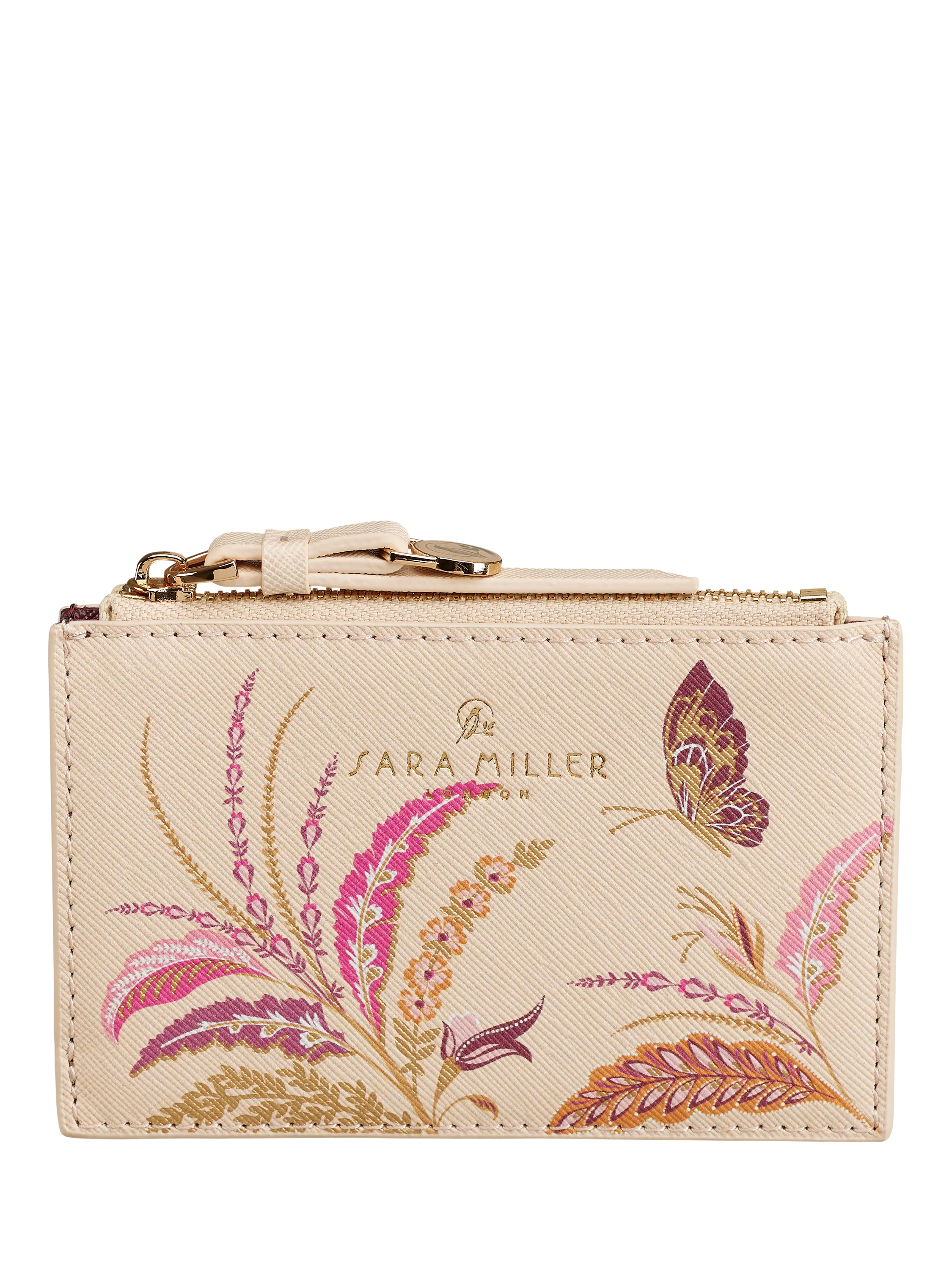Sara Miller zipped credit card holder Pink Multi (British brand)