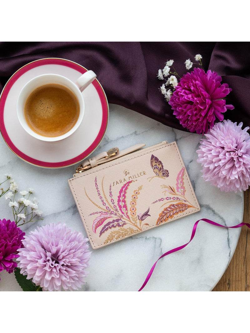 Sara Miller zipped credit card holder Pink Multi (British brand)