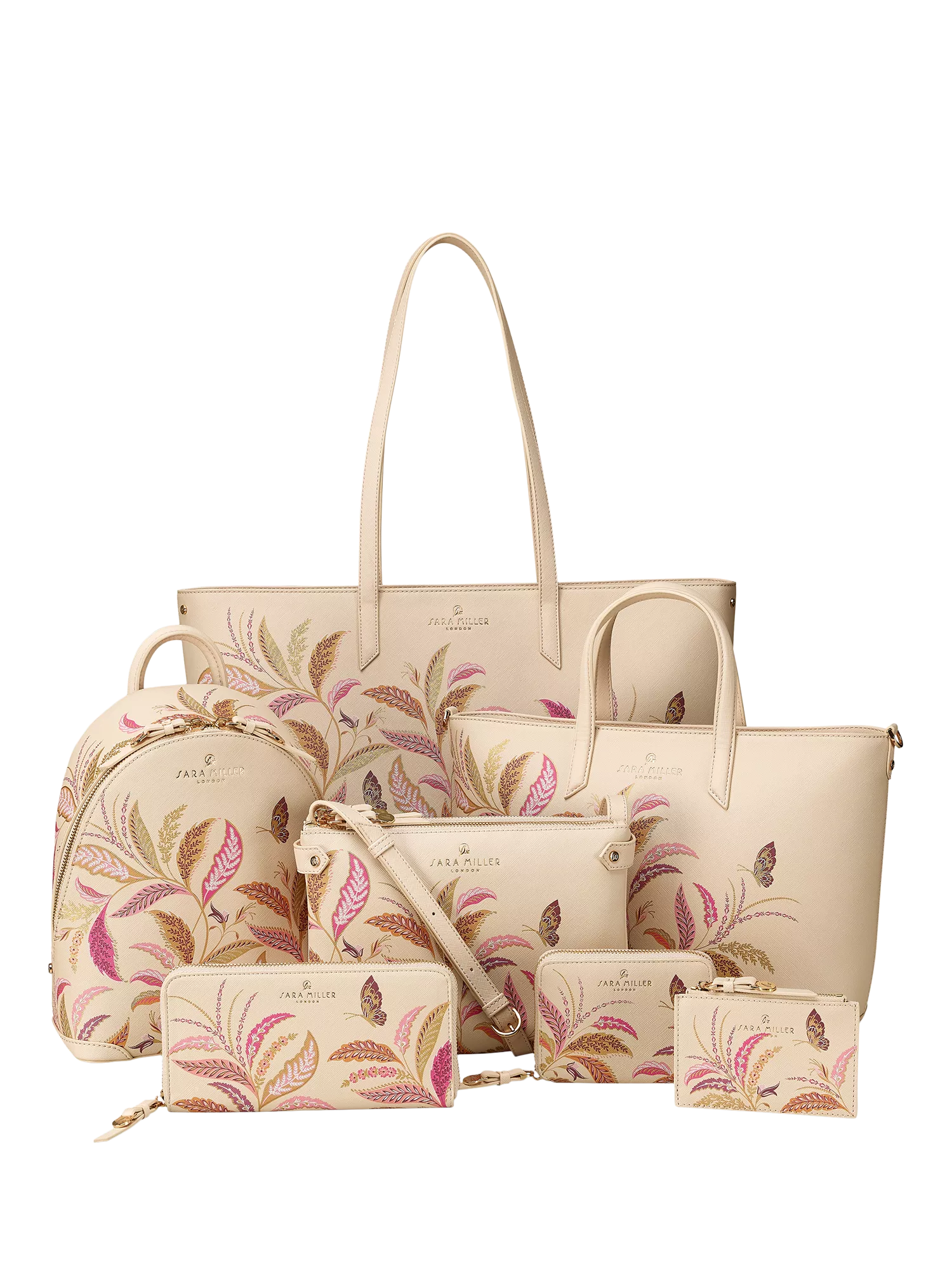 Sara Miller large zip-around purse pink multi design (British brand)